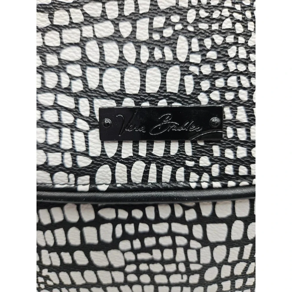 Vera Bradley Flap‎ Crossbody Midnight Snakeskin Black & White Faux Leather